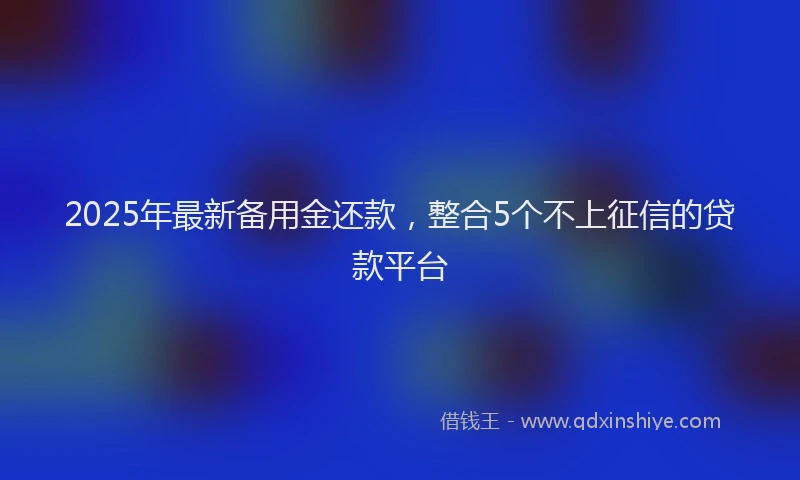 2025年最新备用金还款，整合5个不上征信的贷款平台
