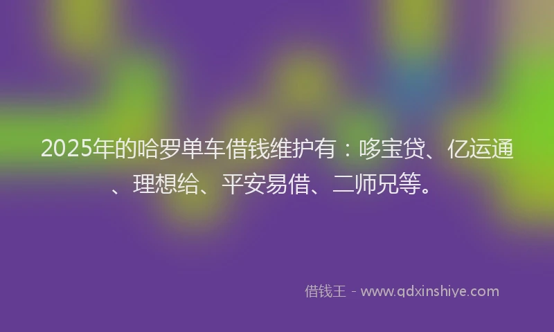 2025年的哈罗单车借钱维护有：哆宝贷、亿运通、理想给、平安易借、二师兄等。
