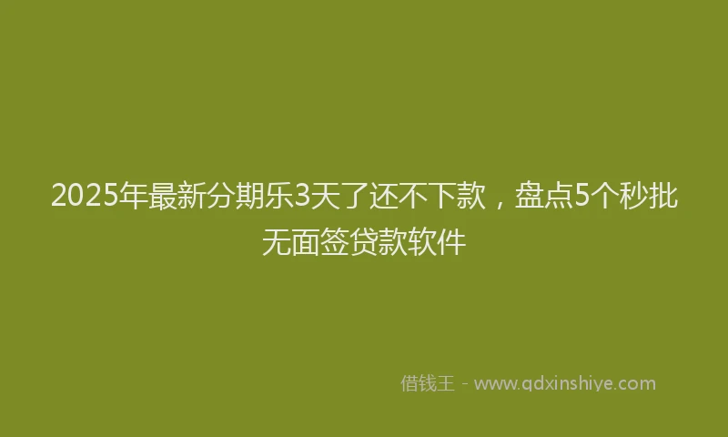 2025年最新分期乐3天了还不下款，盘点5个秒批无面签贷款软件