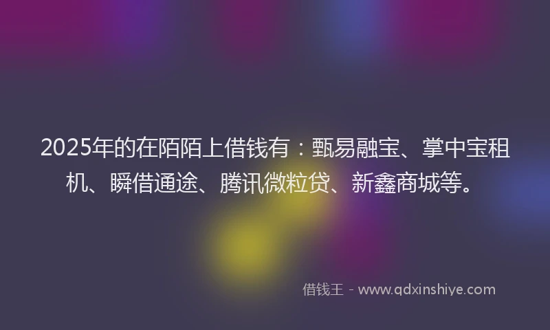 2025年的在陌陌上借钱有：甄易融宝、掌中宝租机、瞬借通途、腾讯微粒贷、新鑫商城等。