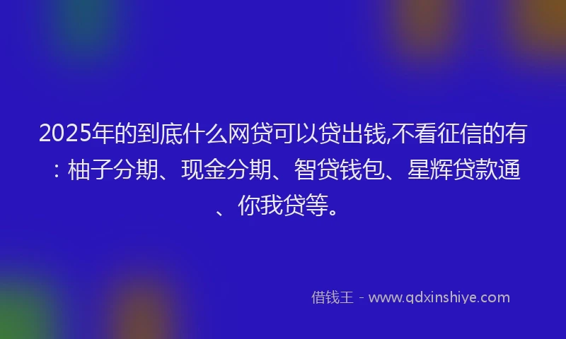 2025年的到底什么网贷可以贷出钱,不看征信的有：柚子分期、现金分期、智贷钱包、星辉贷款通、你我贷等。