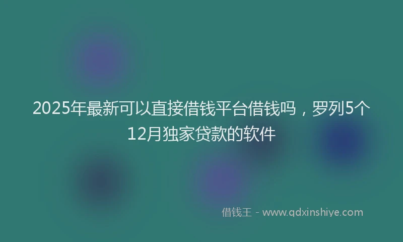 2025年最新可以直接借钱平台借钱吗，罗列5个12月独家贷款的软件