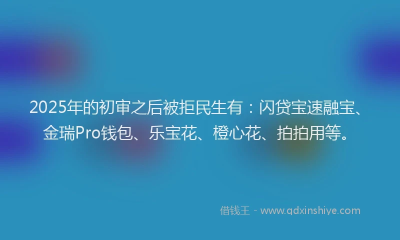 2025年的初审之后被拒民生有：闪贷宝速融宝、金瑞Pro钱包、乐宝花、橙心花、拍拍用等。