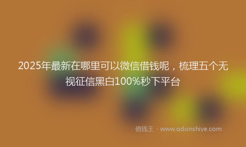 2025年最新在哪里可以微信借钱呢，梳理五个无视征信黑白100%秒下平台