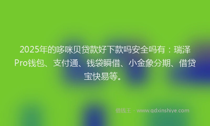 2025年的哆咪贝贷款好下款吗安全吗有：瑞泽Pro钱包、支付通、钱袋瞬借、小金象分期、借贷宝快易等。