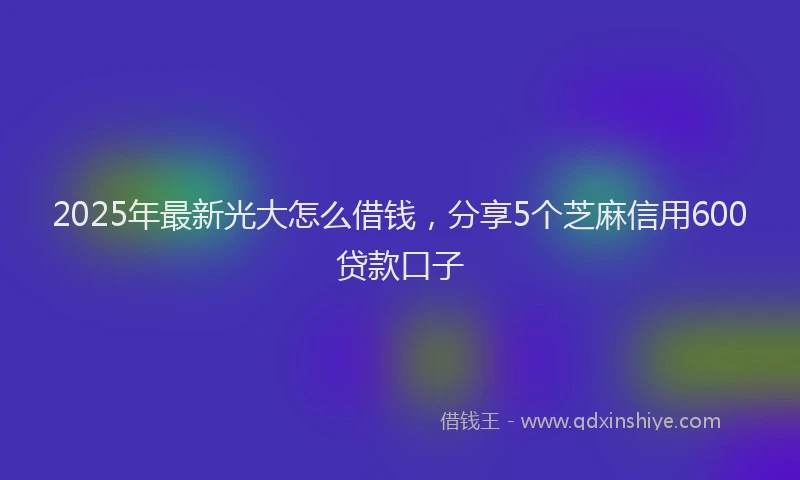 2025年最新光大怎么借钱，分享5个芝麻信用600贷款口子