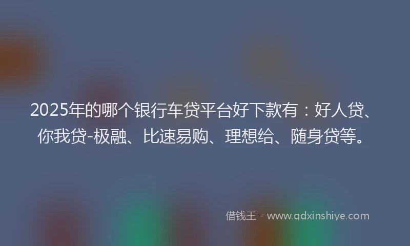 2025年的哪个银行车贷平台好下款有：好人贷、你我贷-极融、比速易购、理想给、随身贷等。