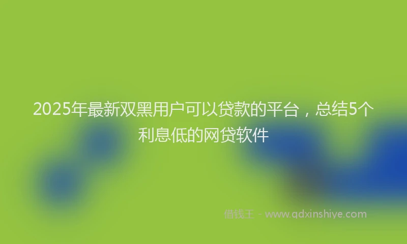 2025年最新双黑用户可以贷款的平台，总结5个利息低的网贷软件