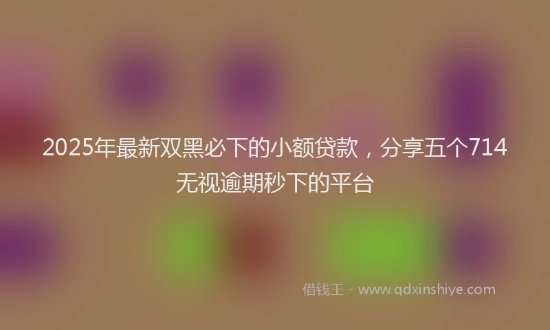 2025年最新双黑必下的小额贷款，分享五个714无视逾期秒下的平台
