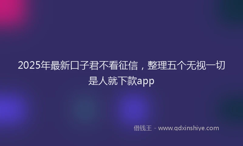2025年最新口子君不看征信，整理五个无视一切是人就下款app