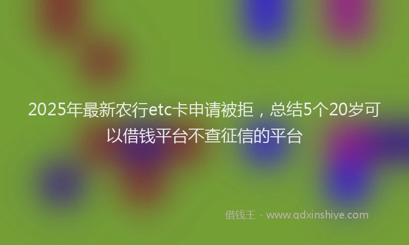 2025年最新农行etc卡申请被拒，总结5个20岁可以借钱平台不查征信的平台