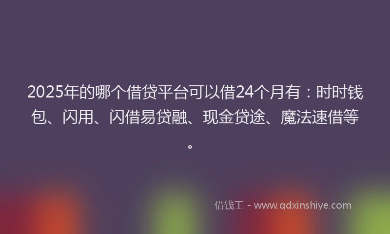 2025年的哪个借贷平台可以借24个月有：时时钱包、闪用、闪借易贷融、现金贷途、魔法速借等。