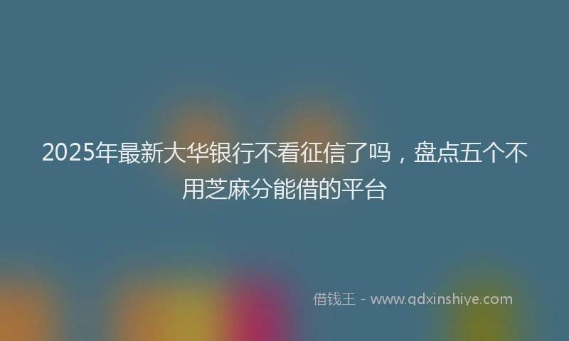 2025年最新大华银行不看征信了吗，盘点五个不用芝麻分能借的平台