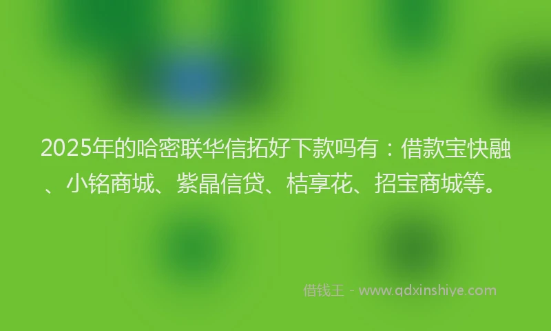 2025年的哈密联华信拓好下款吗有：借款宝快融、小铭商城、紫晶信贷、桔享花、招宝商城等。