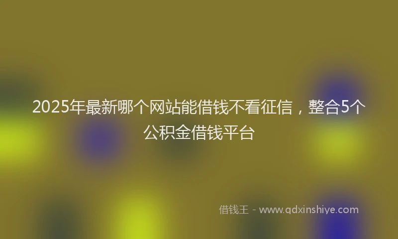 2025年最新哪个网站能借钱不看征信，整合5个公积金借钱平台