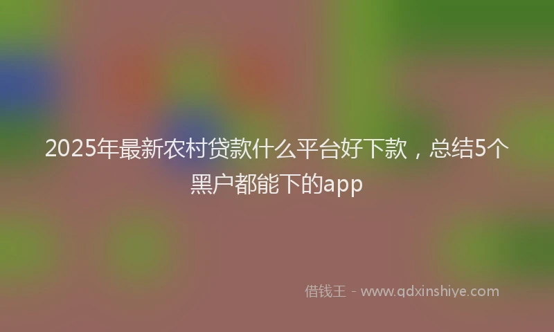 2025年最新农村贷款什么平台好下款，总结5个黑户都能下的app