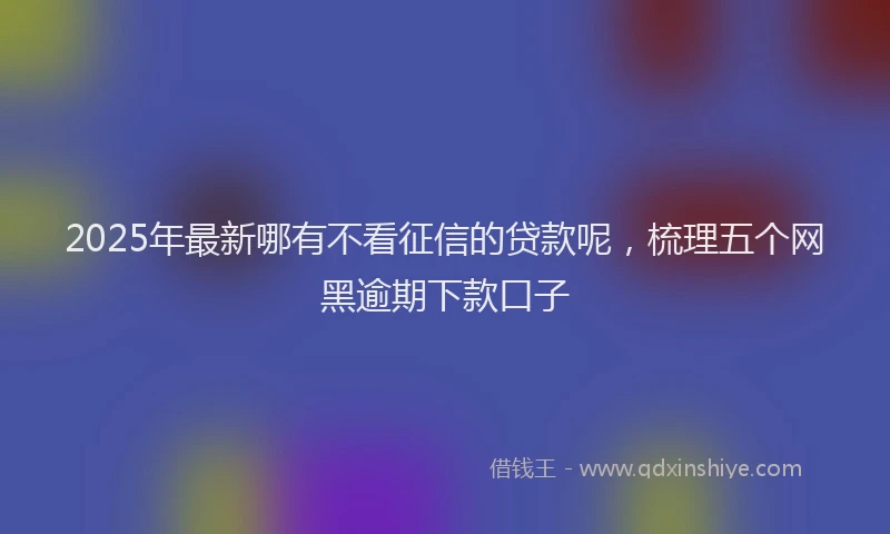 2025年最新哪有不看征信的贷款呢，梳理五个网黑逾期下款口子