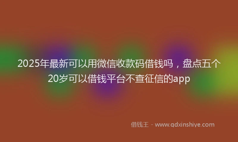 2025年最新可以用微信收款码借钱吗，盘点五个20岁可以借钱平台不查征信的app