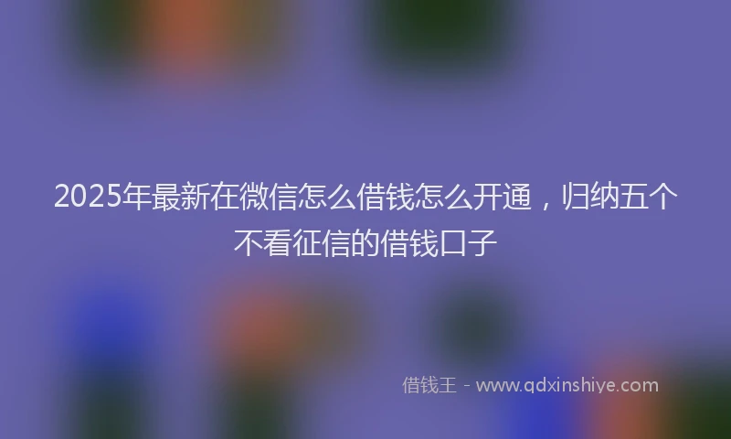 2025年最新在微信怎么借钱怎么开通，归纳五个不看征信的借钱口子