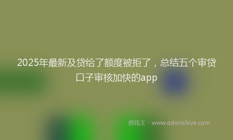 2025年最新及贷给了额度被拒了，总结五个审贷口子审核加快的app