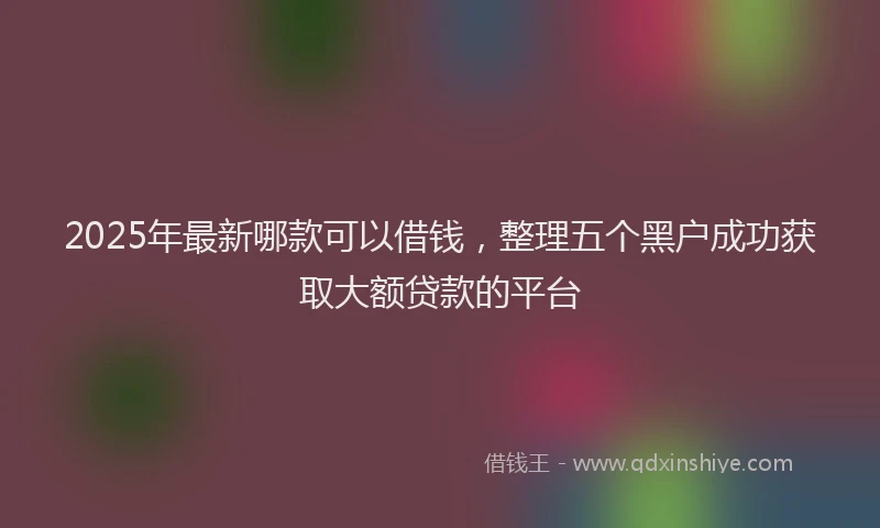 2025年最新哪款可以借钱，整理五个黑户成功获取大额贷款的平台