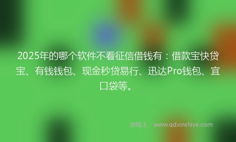2025年的哪个软件不看征信借钱有：借款宝快贷宝、有钱钱包、现金秒贷易行、迅达Pro钱包、宜口袋等。