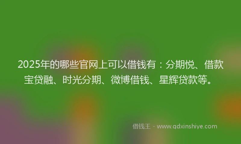 2025年的哪些官网上可以借钱有：分期悦、借款宝贷融、时光分期、微博借钱、星辉贷款等。