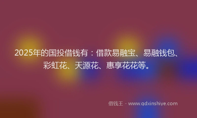 2025年的国投借钱有：借款易融宝、易融钱包、彩虹花、天源花、惠享花花等。