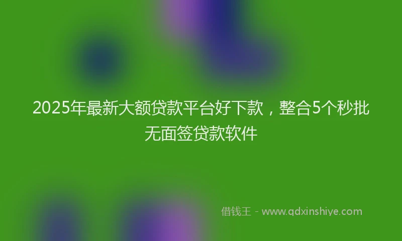 2025年最新大额贷款平台好下款，整合5个秒批无面签贷款软件