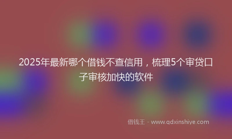 2025年最新哪个借钱不查信用，梳理5个审贷口子审核加快的软件