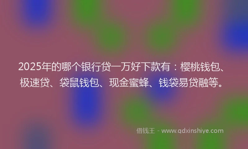 2025年的哪个银行贷一万好下款有：樱桃钱包、极速贷、袋鼠钱包、现金蜜蜂、钱袋易贷融等。