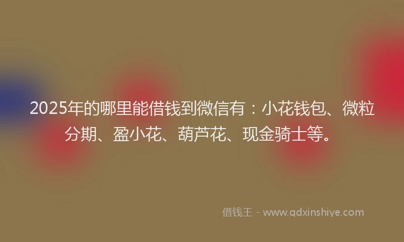 2025年的哪里能借钱到微信有：小花钱包、微粒分期、盈小花、葫芦花、现金骑士等。
