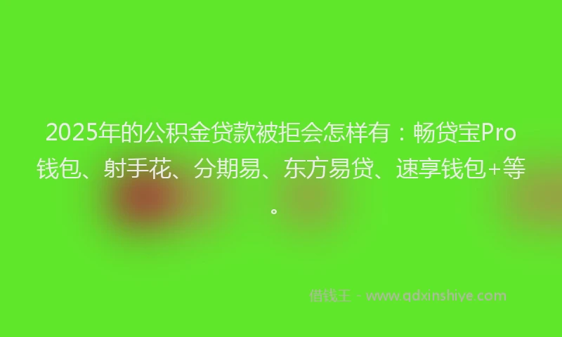 2025年的公积金贷款被拒会怎样有：畅贷宝Pro钱包、射手花、分期易、东方易贷、速享钱包+等。