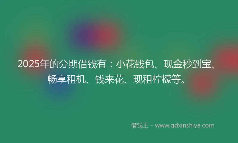 2025年的分期借钱有：小花钱包、现金秒到宝、畅享租机、钱来花、现租柠檬等。
