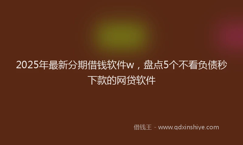 2025年最新分期借钱软件w，盘点5个不看负债秒下款的网贷软件