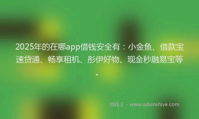2025年的在哪app借钱安全有：小金鱼、借款宝速贷通、畅享租机、彤伊好物、现金秒融易宝等。