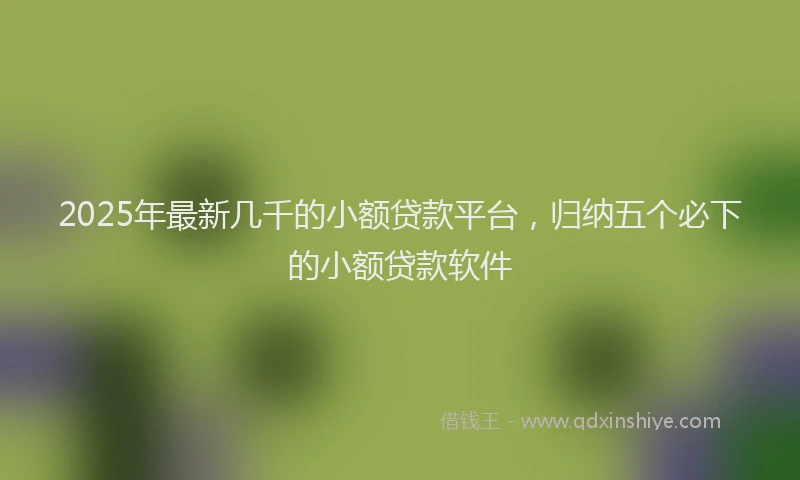 2025年最新几千的小额贷款平台，归纳五个必下的小额贷款软件