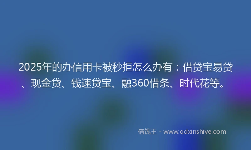 2025年的办信用卡被秒拒怎么办有：借贷宝易贷、现金贷、钱速贷宝、融360借条、时代花等。
