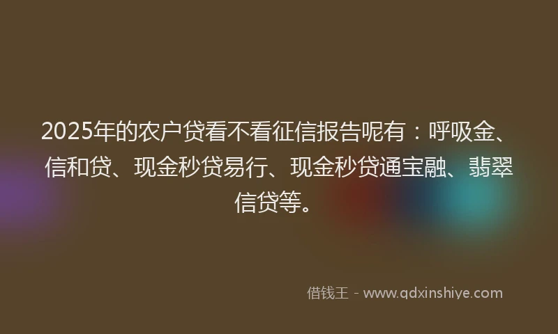 2025年的农户贷看不看征信报告呢有：呼吸金、信和贷、现金秒贷易行、现金秒贷通宝融、翡翠信贷等。