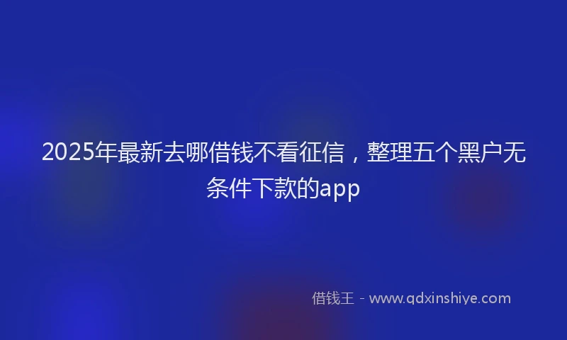 2025年最新去哪借钱不看征信，整理五个黑户无条件下款的app