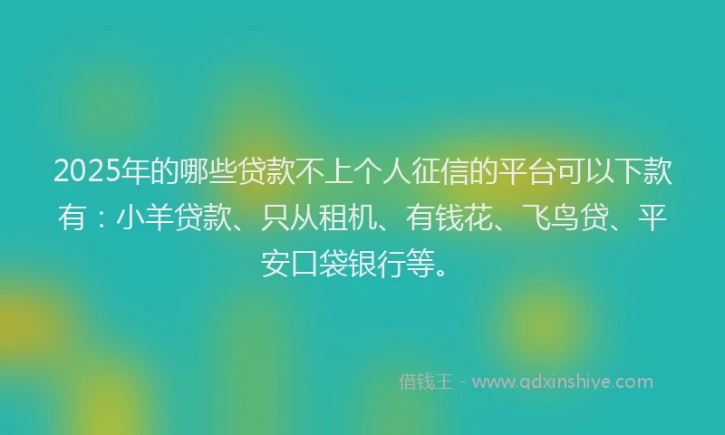 2025年的哪些贷款不上个人征信的平台可以下款有：小羊贷款、只从租机、有钱花、飞鸟贷、平安口袋银行等。