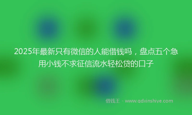 2025年最新只有微信的人能借钱吗，盘点五个急用小钱不求征信流水轻松贷的口子
