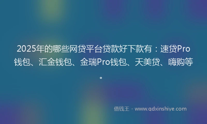 2025年的哪些网贷平台贷款好下款有：速贷Pro钱包、汇金钱包、金瑞Pro钱包、天美贷、嗨购等。