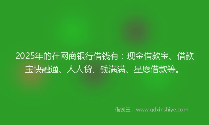2025年的在网商银行借钱有：现金借款宝、借款宝快融通、人人贷、钱满满、星愿借款等。