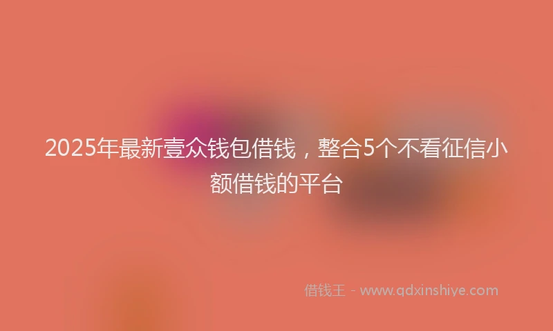 2025年最新壹众钱包借钱，整合5个不看征信小额借钱的平台