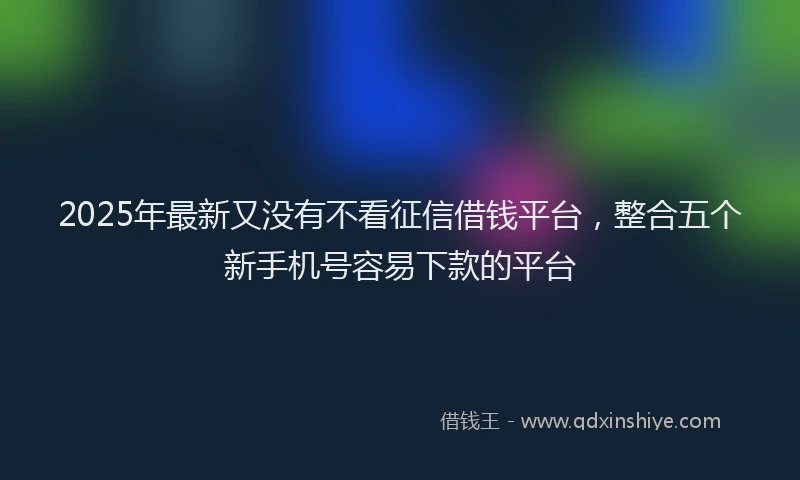 2025年最新又没有不看征信借钱平台，整合五个新手机号容易下款的平台