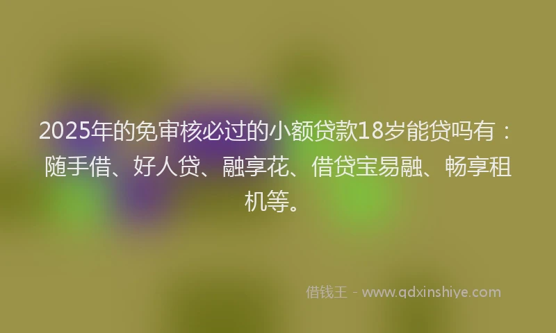 2025年的免审核必过的小额贷款18岁能贷吗有：随手借、好人贷、融享花、借贷宝易融、畅享租机等。