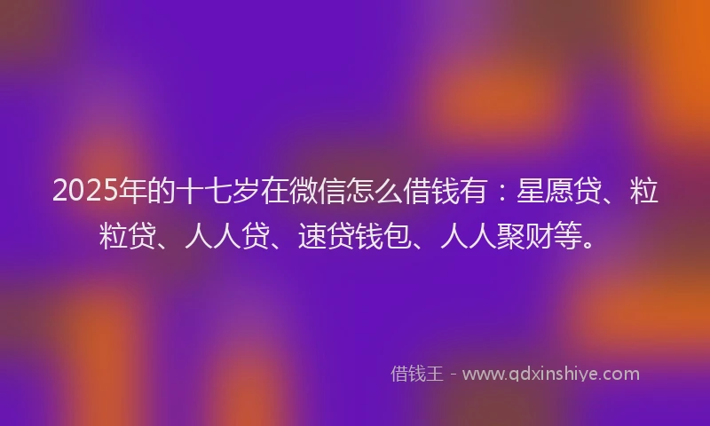 2025年的十七岁在微信怎么借钱有：星愿贷、粒粒贷、人人贷、速贷钱包、人人聚财等。