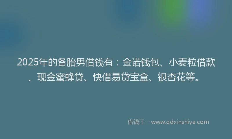 2025年的备胎男借钱有：金诺钱包、小麦粒借款、现金蜜蜂贷、快借易贷宝盒、银杏花等。
