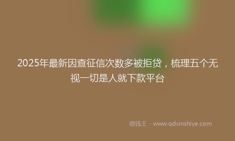 2025年最新因查征信次数多被拒贷，梳理五个无视一切是人就下款平台